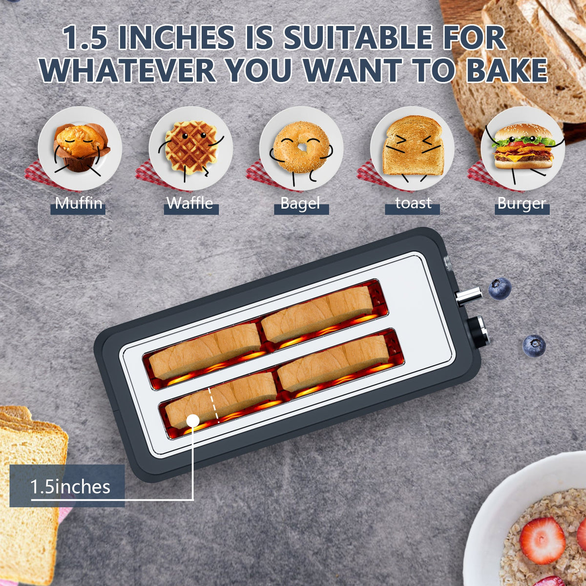 4-Slice Extra Wide Long Slot Toaster with 6 Browning Settings - Stainless Steel HouseOfZazla