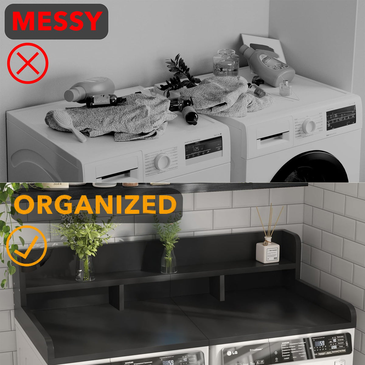 Washer Dryer Countertop with Non-slip Pads - Black HouseOfZazla