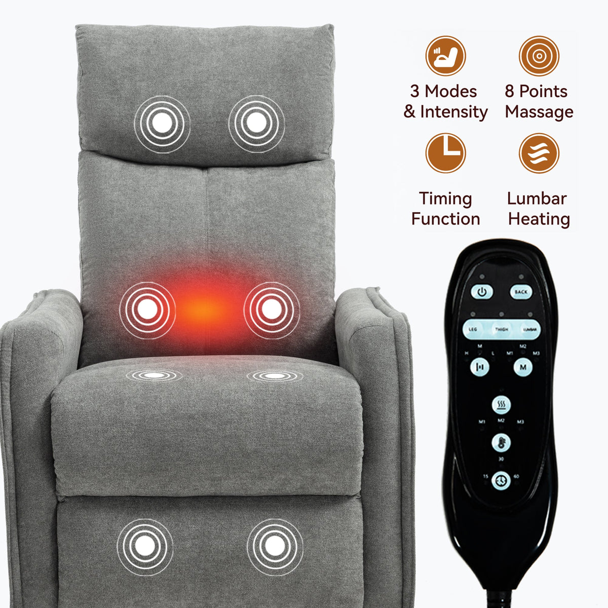 Heat Massage Manual Recliner Chair with Swivel and Rocker - Multi-Function, Metal Base HouseOfZazla