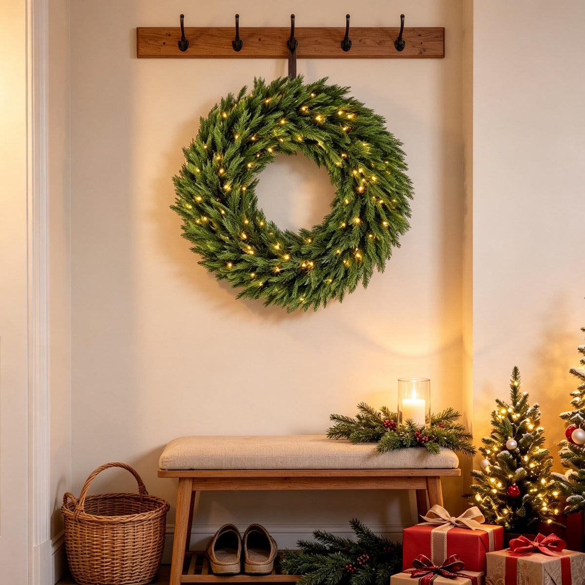 36 in Pre-Lit Norwegian Spruce Christmas Wreath HouseOfZazla