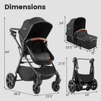 2-in-1 Convertible Baby Stroller with Car Seat Adapters