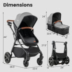 2-in-1 Convertible Baby Stroller with Car Seat Adapters