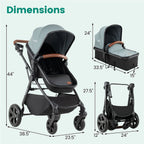 2-in-1 Convertible Baby Stroller with Car Seat Adapters
