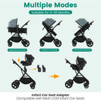 2-in-1 Convertible Baby Stroller with Car Seat Adapters