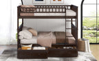Full Over Full Bunk Bed with Drawers - Gray