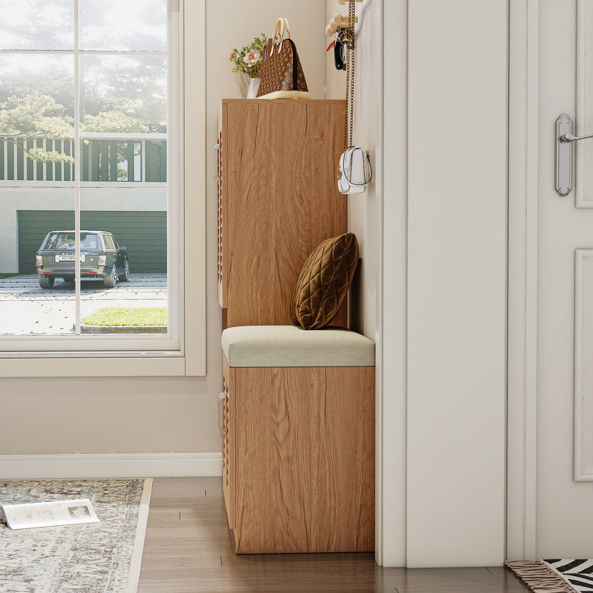 Multi Functional Shoe Storage Cabinet with Bench - Particle Board & MDF HouseOfZazla