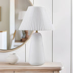 Textured Ceramic Table Lamp with Fluted Fabric Shade - White HouseOfZazla