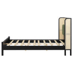 Queen Size Bed Frame with Green Upholstered Headboard