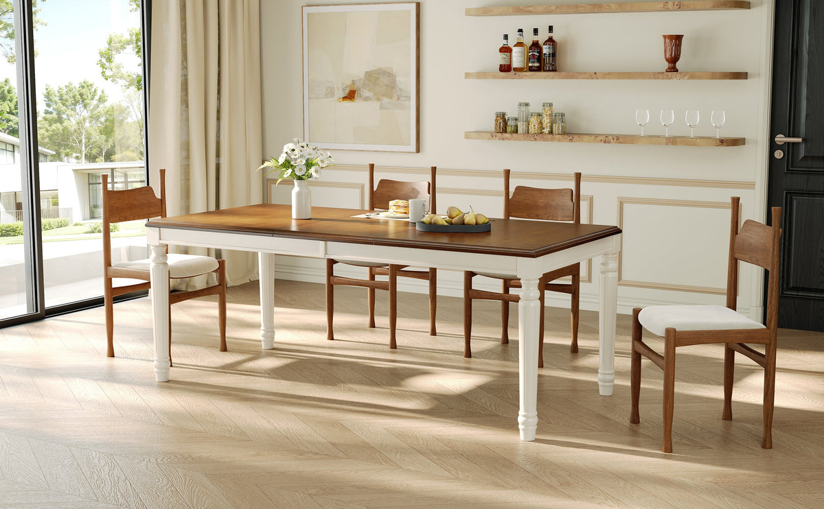 Traditional Rectangular Dining Table with Solid Wood Base - Natural Finish HouseOfZazla