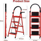 Folding 3/4-Step Ladder – Portable Steel Step Stool, Anti-Slip DailySale