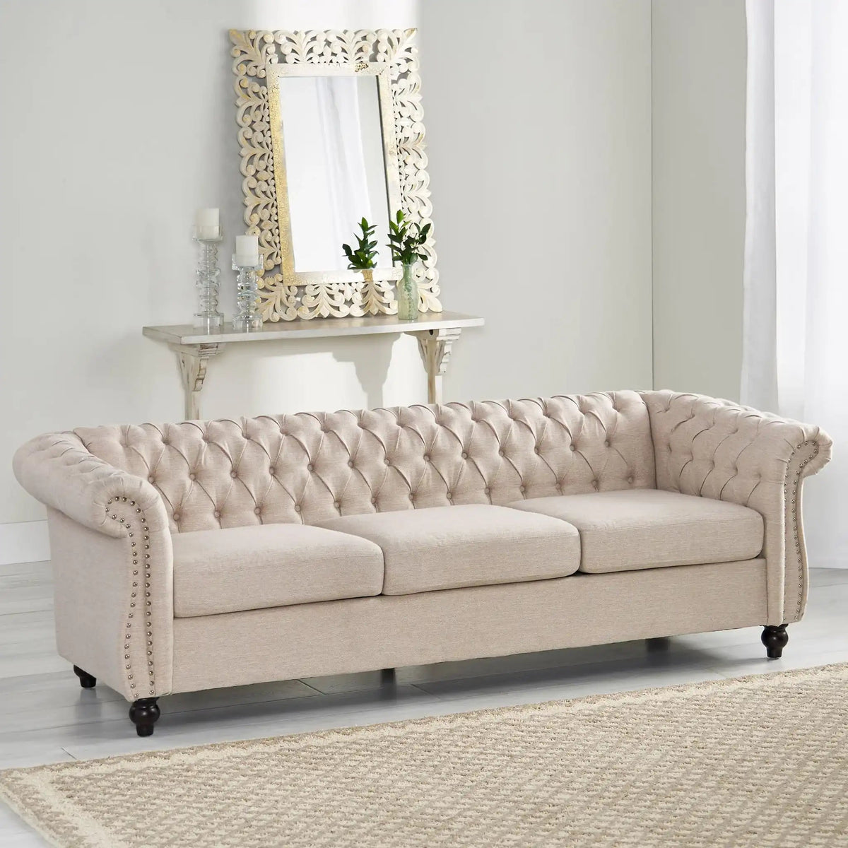 Chesterfield Style 3 Seater Sofa with Deep Button Tufting - Multiple Colors HouseOfZazla