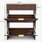 Narrow Fluted Shoe Storage Cabinet for Entryway