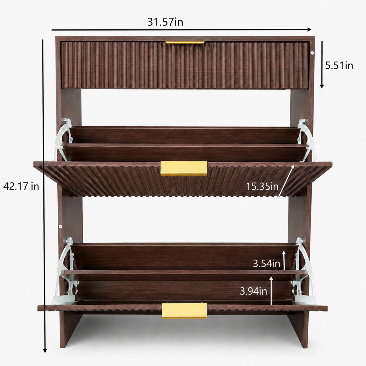 Narrow Fluted Shoe Storage Cabinet with Fluted Detailing - MDF HouseOfZazla