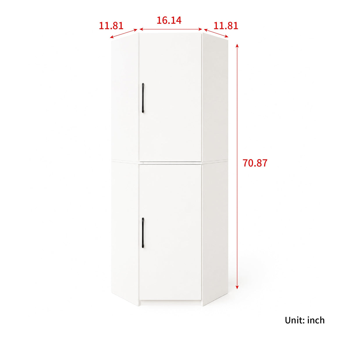 White Corner Kitchen Pantry Cabinet with Vertical Storage - White HouseOfZazla
