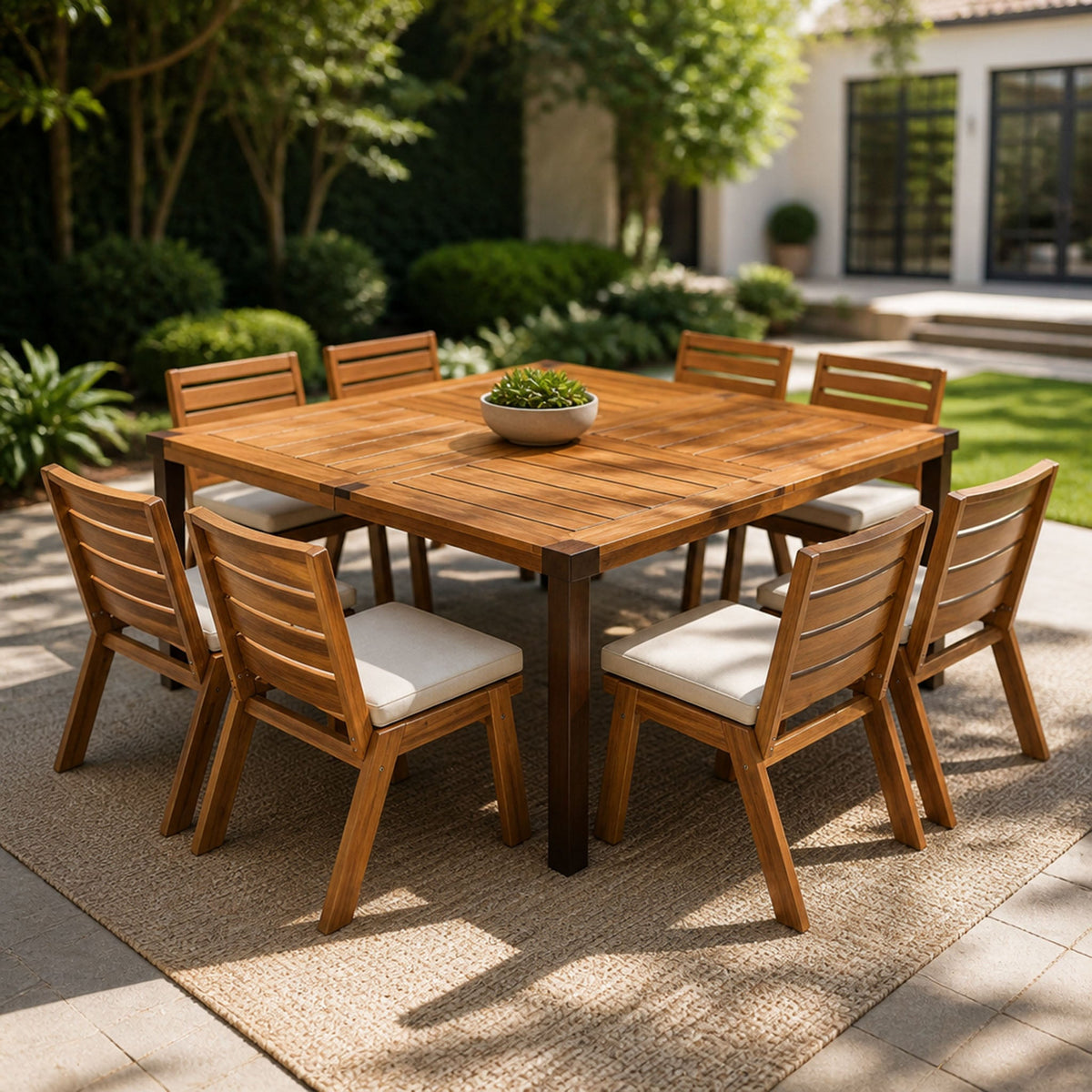 9-Piece Acacia Wood Outdoor Patio Dining Set HouseOfZazla