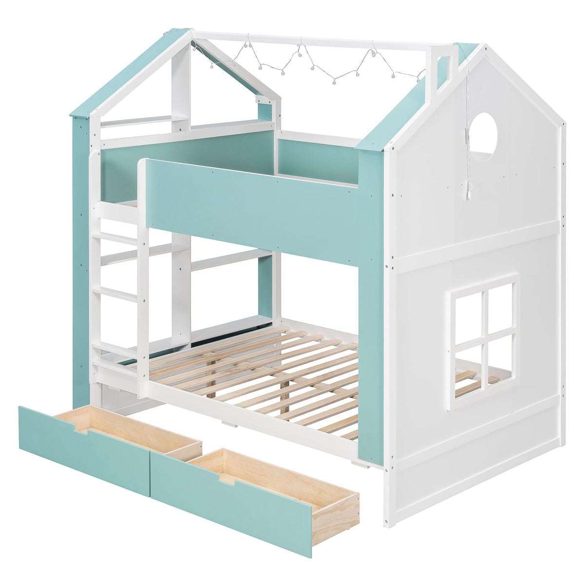 Full Size Bunk Bed with Storage Drawers & Shelves HouseOfZazla