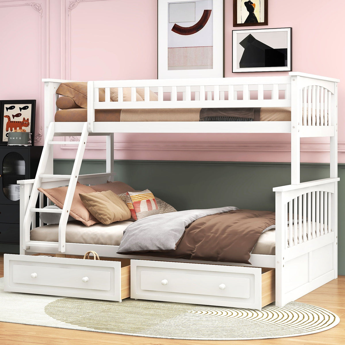 Convertible Storage Bunk Bed with Drawers - Twin Over Full HouseOfZazla