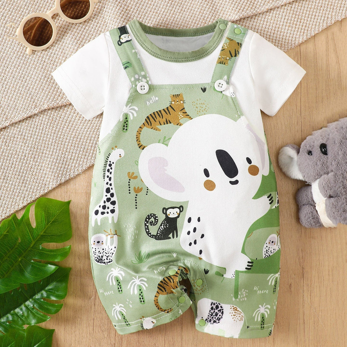 Cute And Super-adorable Animal-themed Short-sleeve Baby Romper For Summer