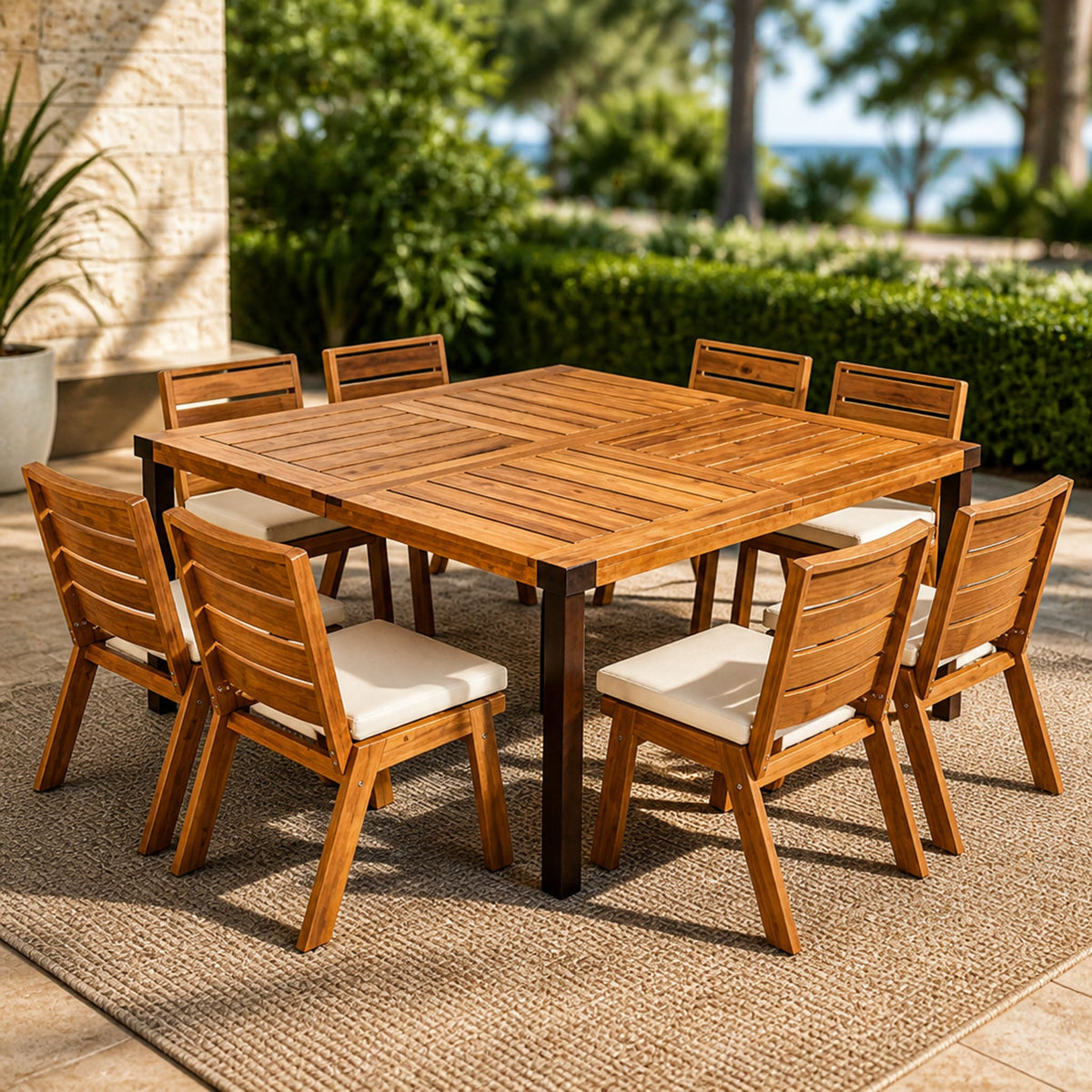 9-Piece Acacia Wood Outdoor Patio Dining Set HouseOfZazla