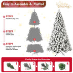 6ft Flocked Pre-Lit Christmas Tree with 300 Warm White Lights - Snow Effect HouseOfZazla