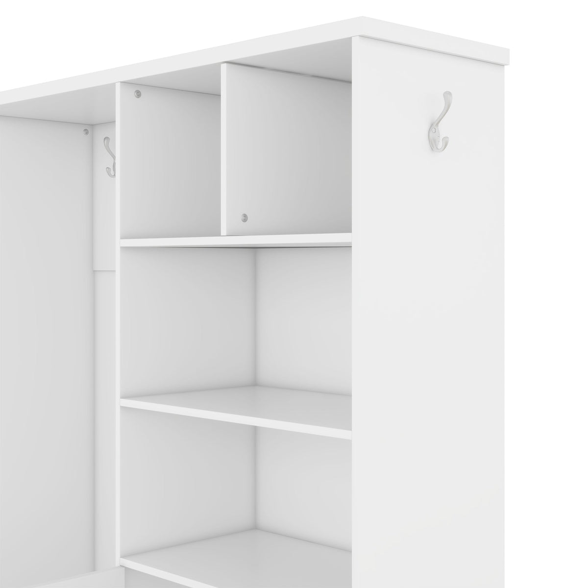 Multi-functional Hall Tree with Storage Shelves Drawers Cabinet Elegant Hallway Shoe Cabinet with Bench Modern Coat Rack White V.I.P Digital Presence