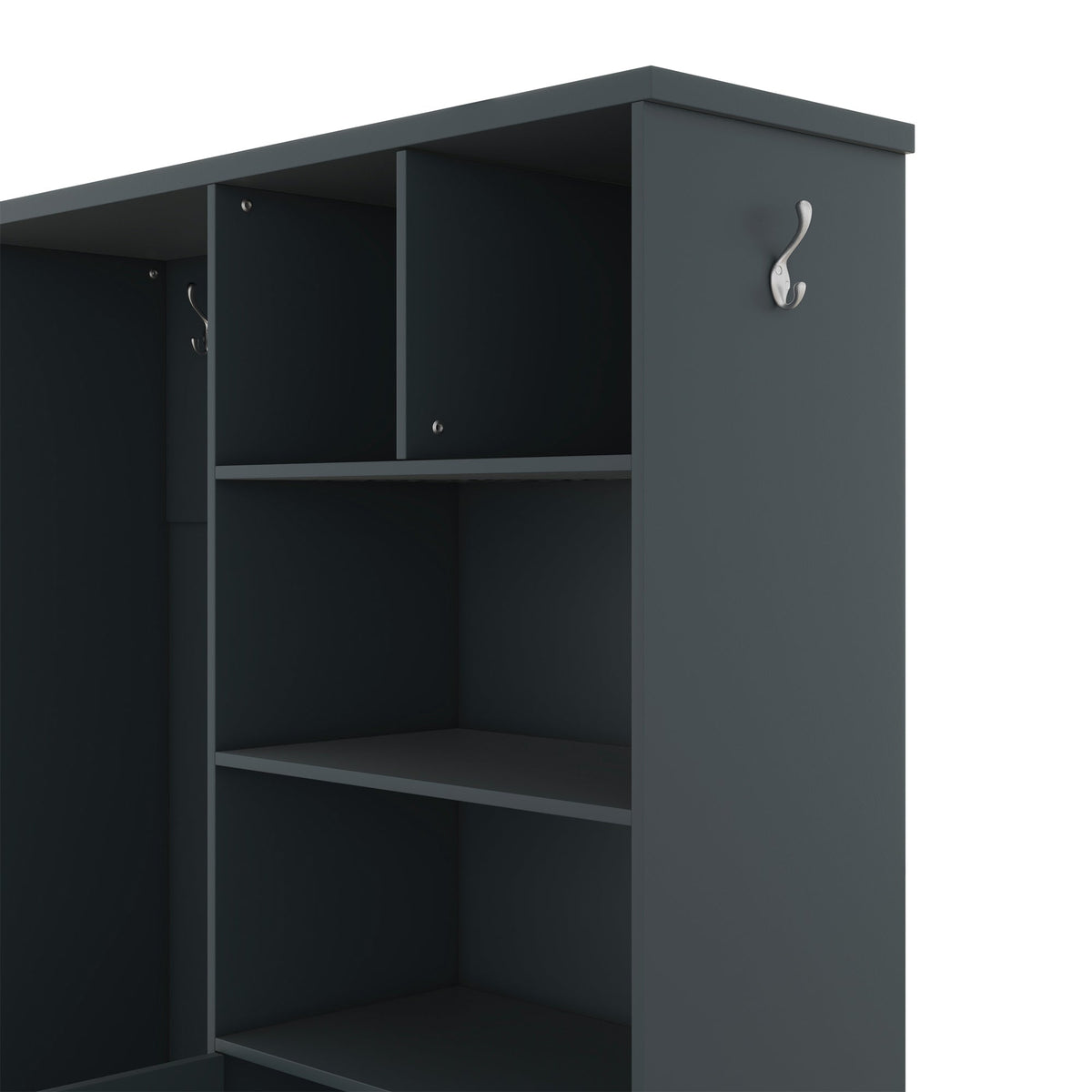 Multi-functional Hall Tree with Storage Shelves Drawers and Cabinet, Elegant Hallway Shoe Cabinet with Bench Antique Blue V.I.P Digital Presence
