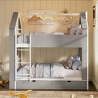 Full Size Bunk Bed with Storage Drawers & Shelves