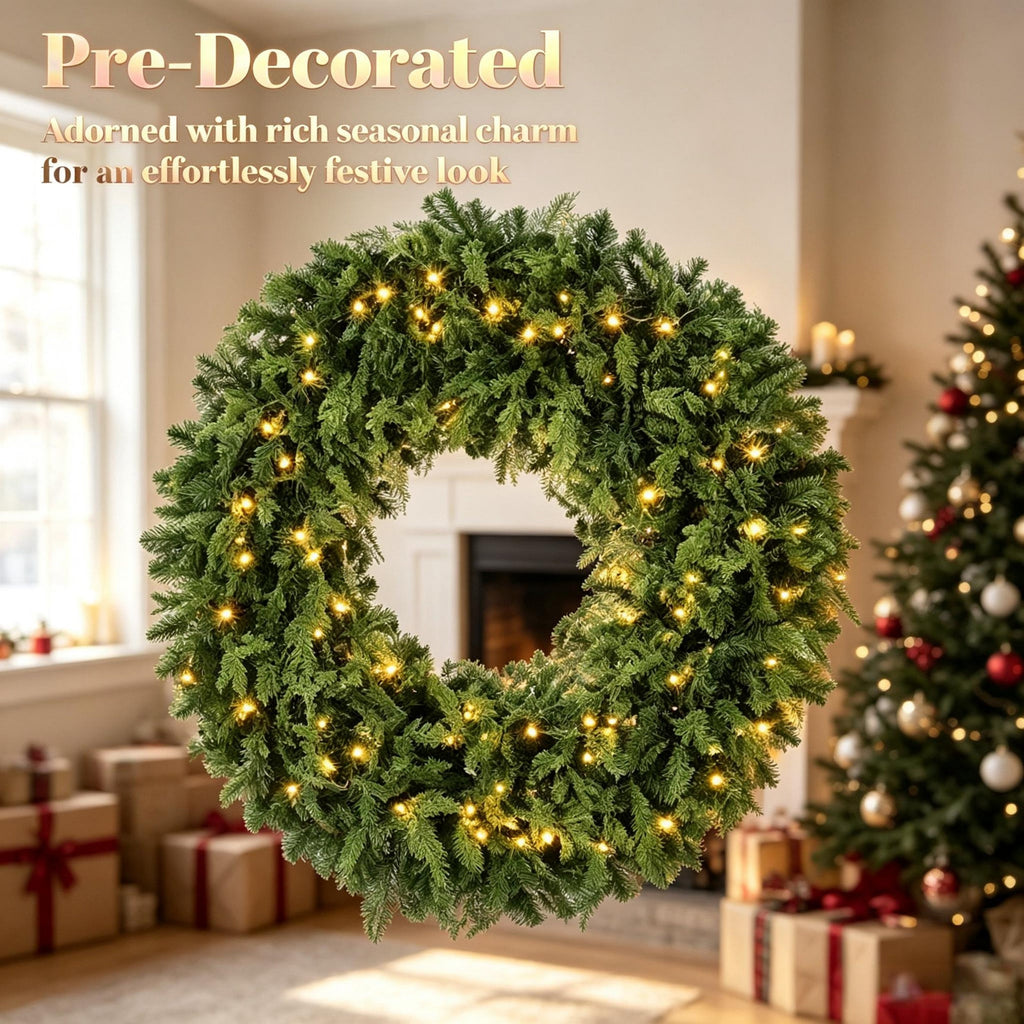 48-Inch Pre-Lit Crestwood Spruce Artificial Christmas Wreath