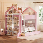 Full Size Bunk Bed with Storage Drawers & Shelves