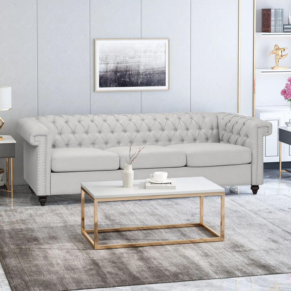 Chesterfield Style 3 Seater Sofa with Deep Button Tufting - Multiple Colors HouseOfZazla