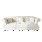 Oversized Chesterfield Pull Out Sofa Bed, Roll Arm Couch With Flower Tufting For Living Room