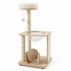 40" Solid Wood Cat Tree with Space Capsule & Sisal Posts