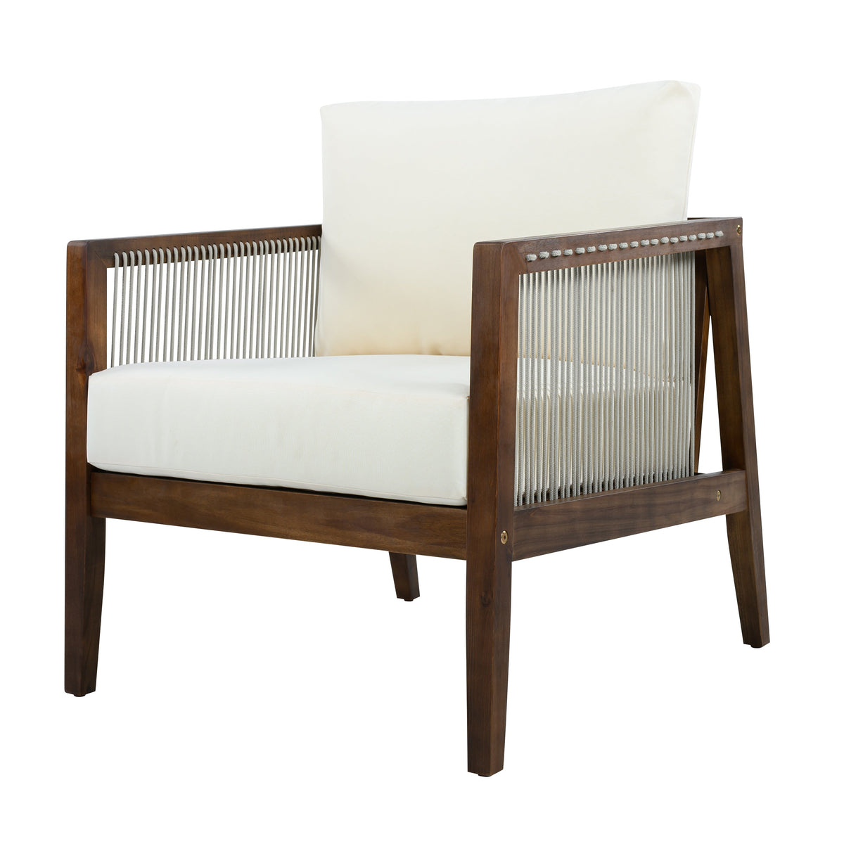 Outdoor 4-Piece Sofa Set, Acacia Wood Frame with Rope Detail HouseOfZazla