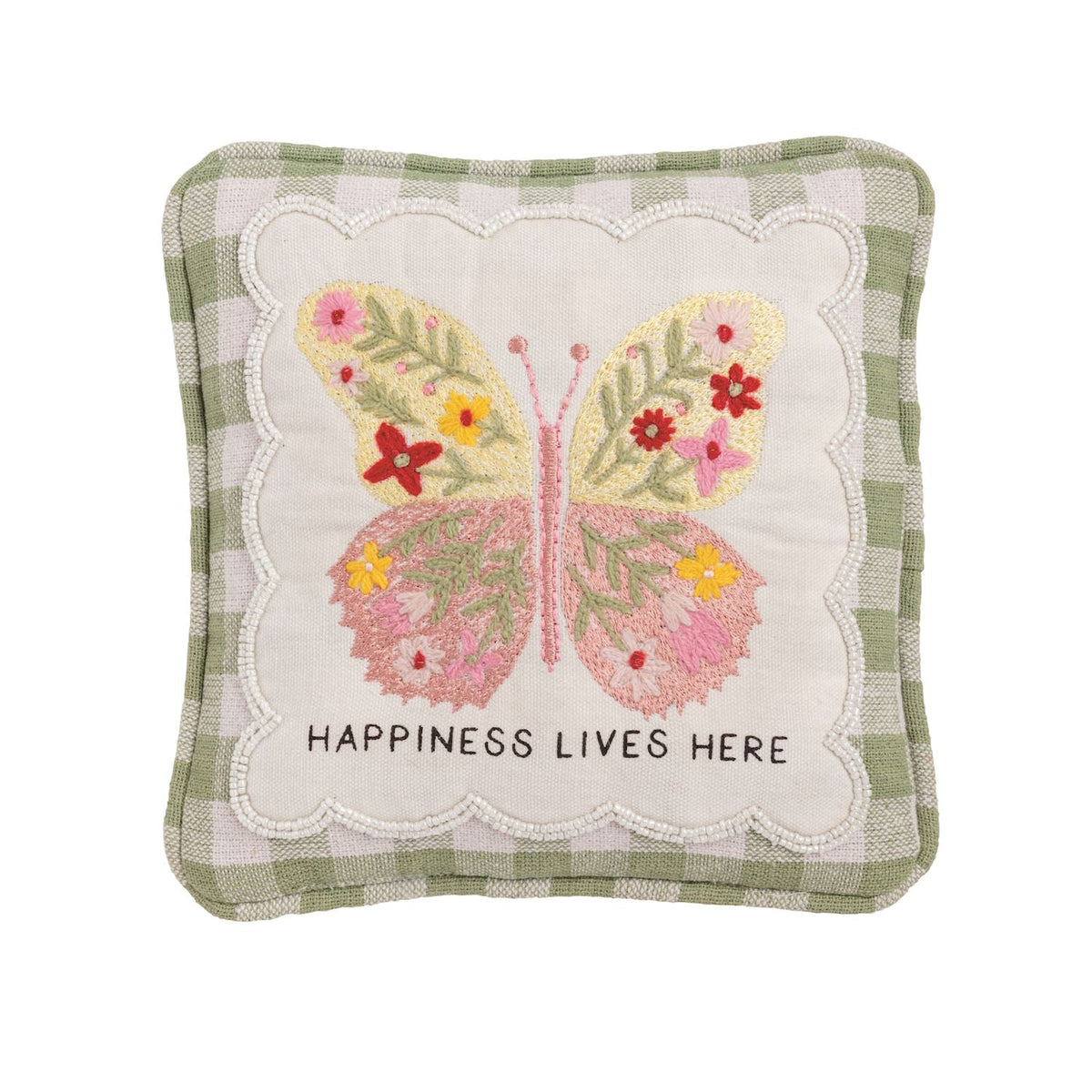 Embroidered Floral Mini Accent Pillow