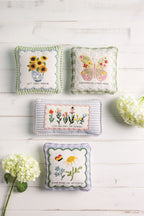 Embroidered Floral Mini Accent Pillow