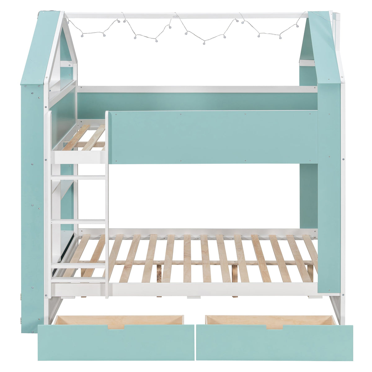 Full Size Bunk Bed with Storage Drawers & Shelves HouseOfZazla