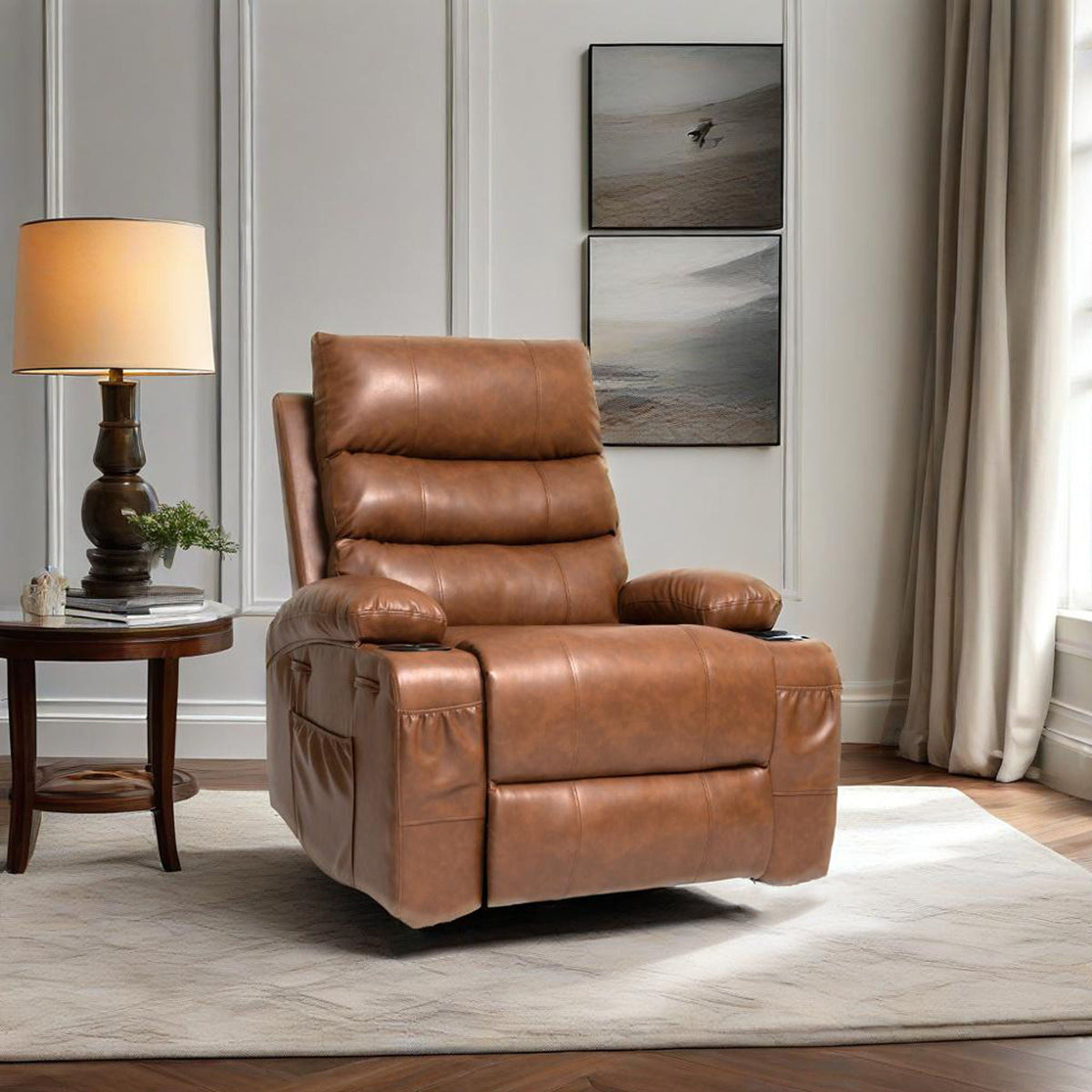 Large Size Electric Power Lift Recliner Chair Sofa With 8 Point Vibration Massage And Lumbar Heat Unique Piece Furniture
