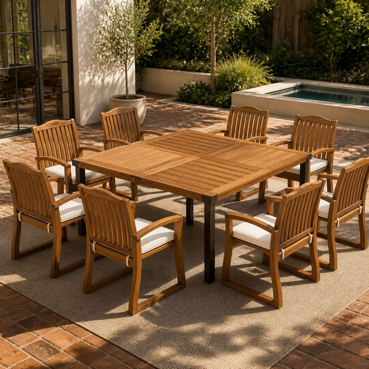 9-Piece Acacia Wood Outdoor Patio Dining Set HouseOfZazla