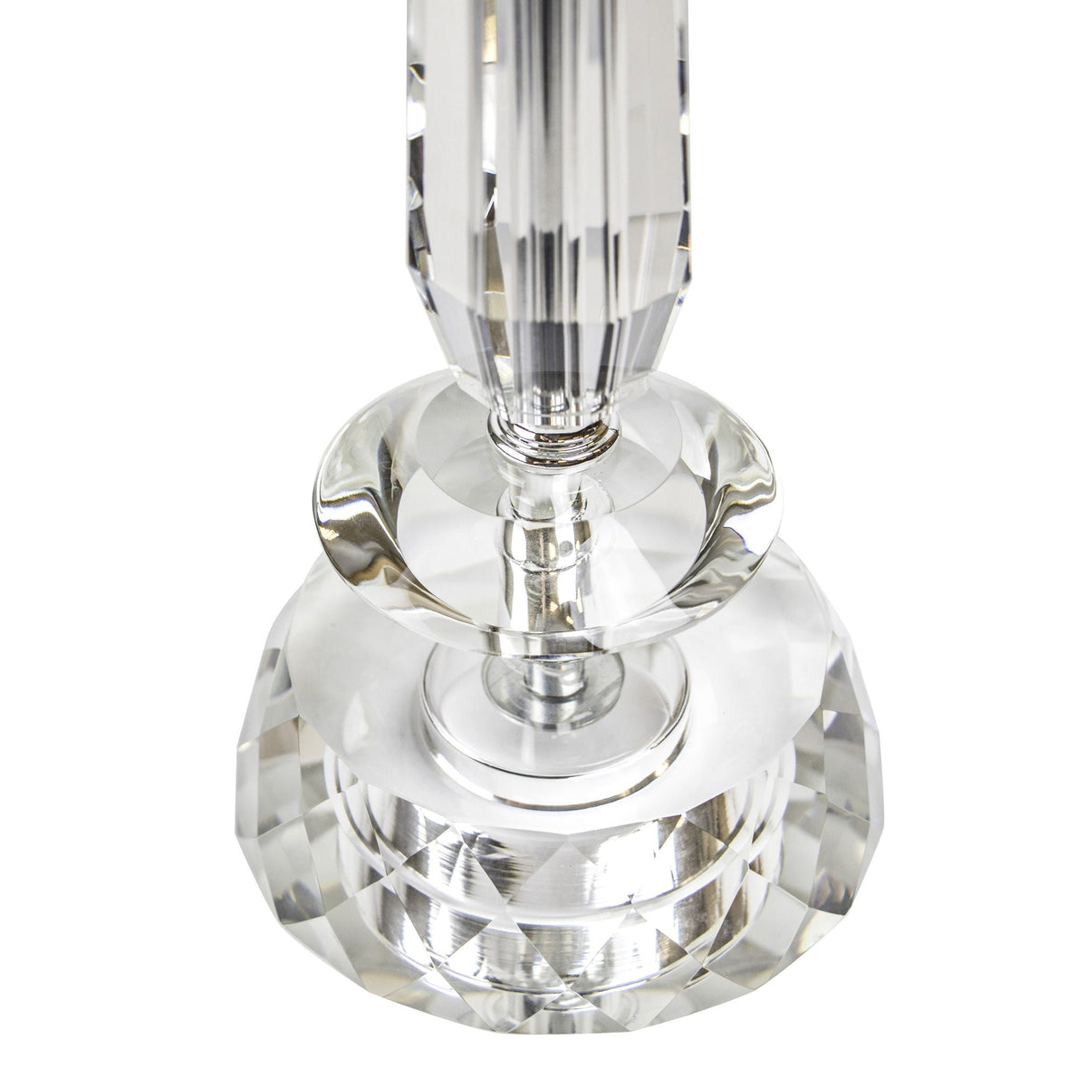 Contemporary Crystal Table Lamp Set with Faceted K9 Crystal - Clear Crystal / Chrome HouseOfZazla