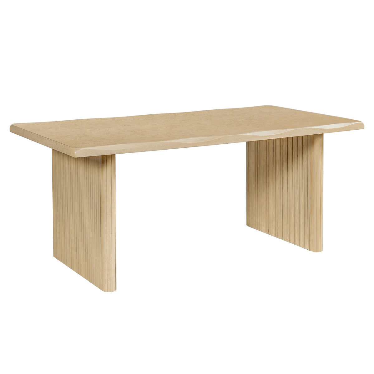 5-Piece Indoor Dining Set with Fluted Wood Table - Green Boucle HouseOfZazla