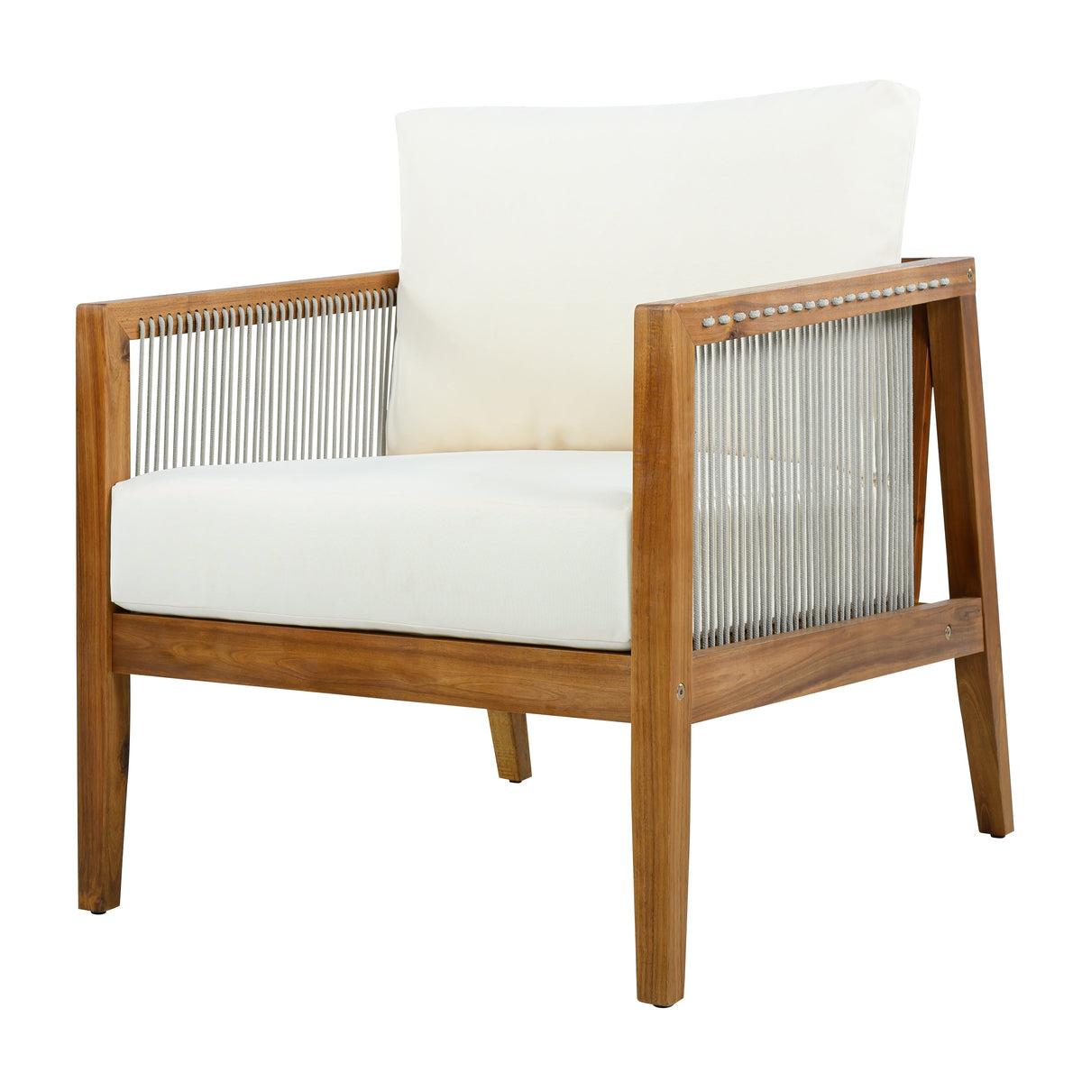 Outdoor 4-Piece Sofa Set with Acacia Wood Frame and Rope Detail - Natural Finish HouseOfZazla