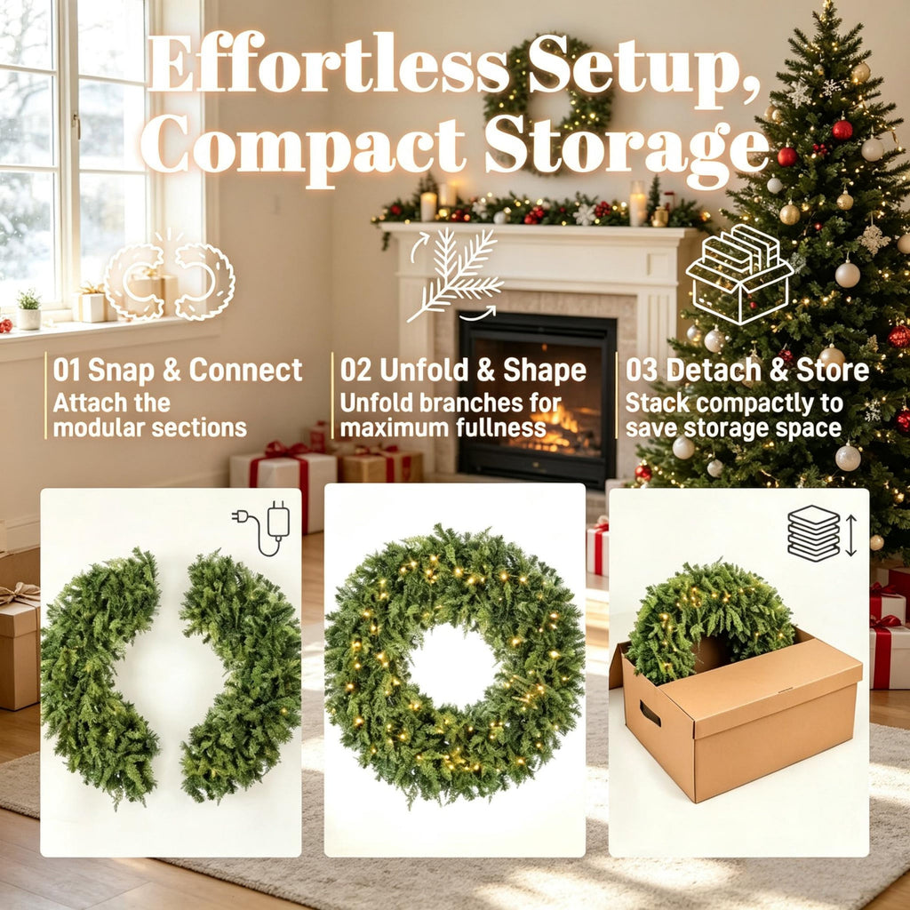 36-Inch Pre-Lit Crestwood Spruce Artificial Christmas Wreath