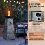 48-Inch Large Outdoor Propane Fire Bowl Column With Cover & Lava Rocks (SAK70938)