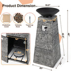 48-Inch Large Outdoor Propane Fire Bowl Column With Cover & Lava Rocks (SAK70938)