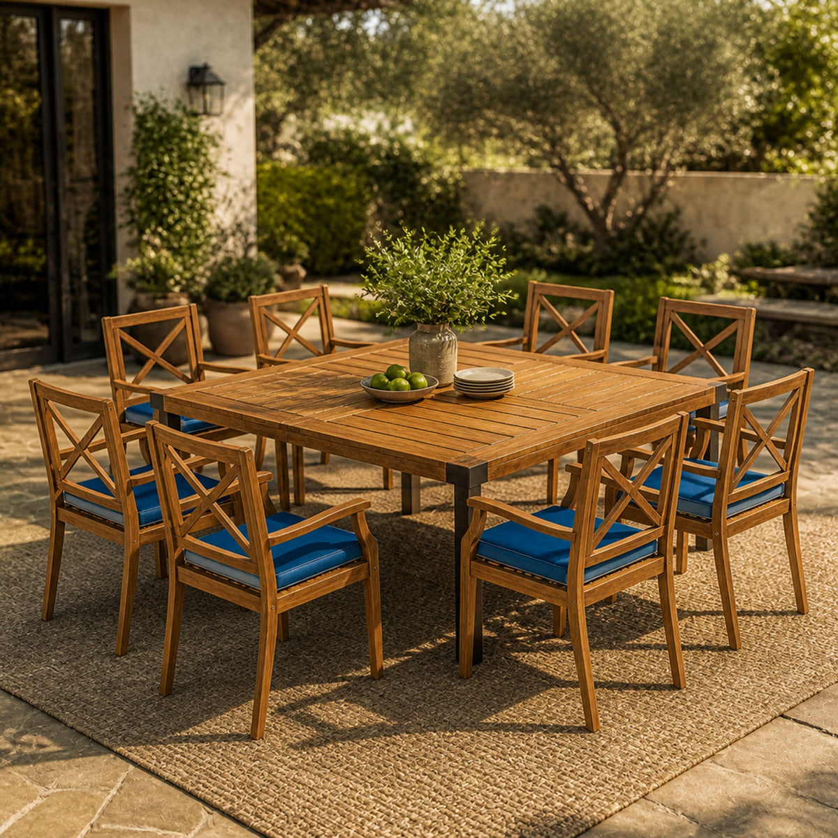 9-Piece Acacia Wood Outdoor Patio Dining Set HouseOfZazla