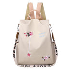 Cloth Backpack Female Embroidery Backpack Bag Nylon Anti-Theft Waterproof Women's Backpack Fashionable Anti-theft Women Backpacks Nice Print School Bag High Quality Large Capacity Backpack (