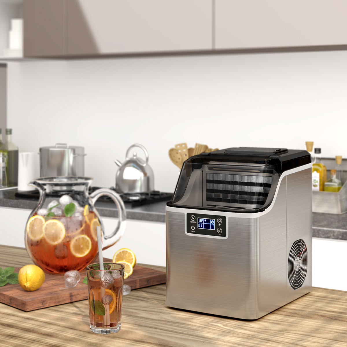 Electric Countertop Ice Maker with Ice Scoop and Basket-Sliver DirectDeals
