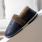Waterproof Indoor Shoes Womans Mens Winter Home Slippers Faux Leather Warm Plush House Floor Slipper Anti-slip Footwear Women's Cozy Memory Foam Slippers With Warm Plush Fur Lining