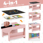 Kids Activity Table and 2 Chairs Set with Reversible Tabletop
