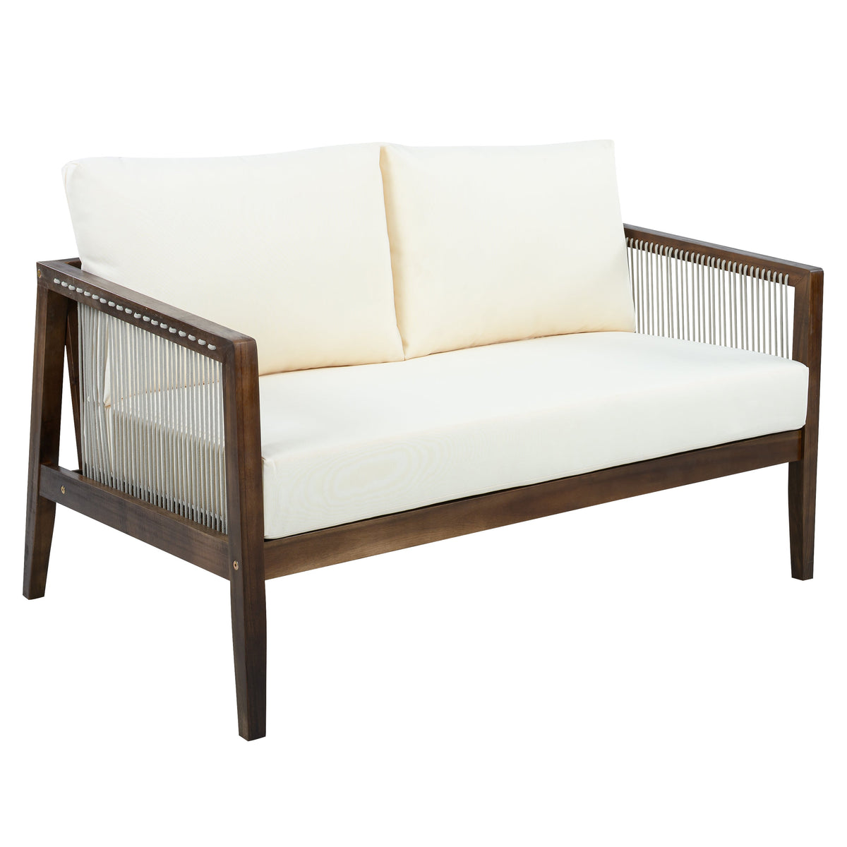 Outdoor 4-Piece Sofa Set, Acacia Wood Frame with Rope Detail HouseOfZazla